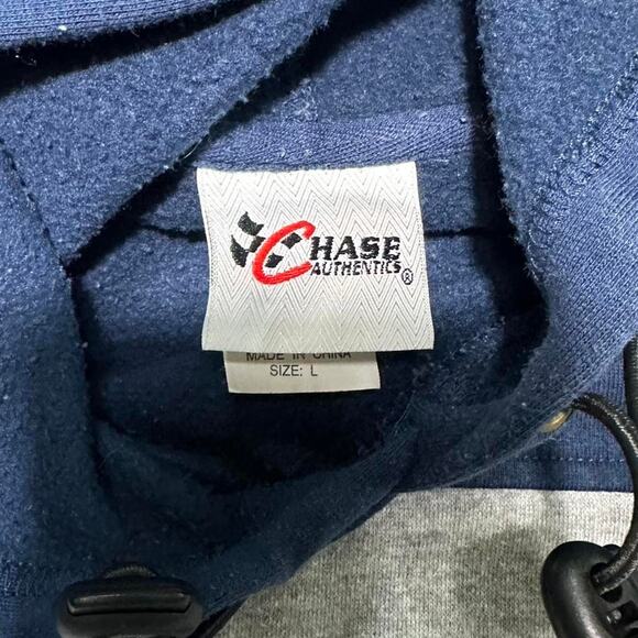 Vintage Chase Authentics NASCAR Embroidered Hoodie Mens Large Blue Sweatshirt - Picture 3 of 4